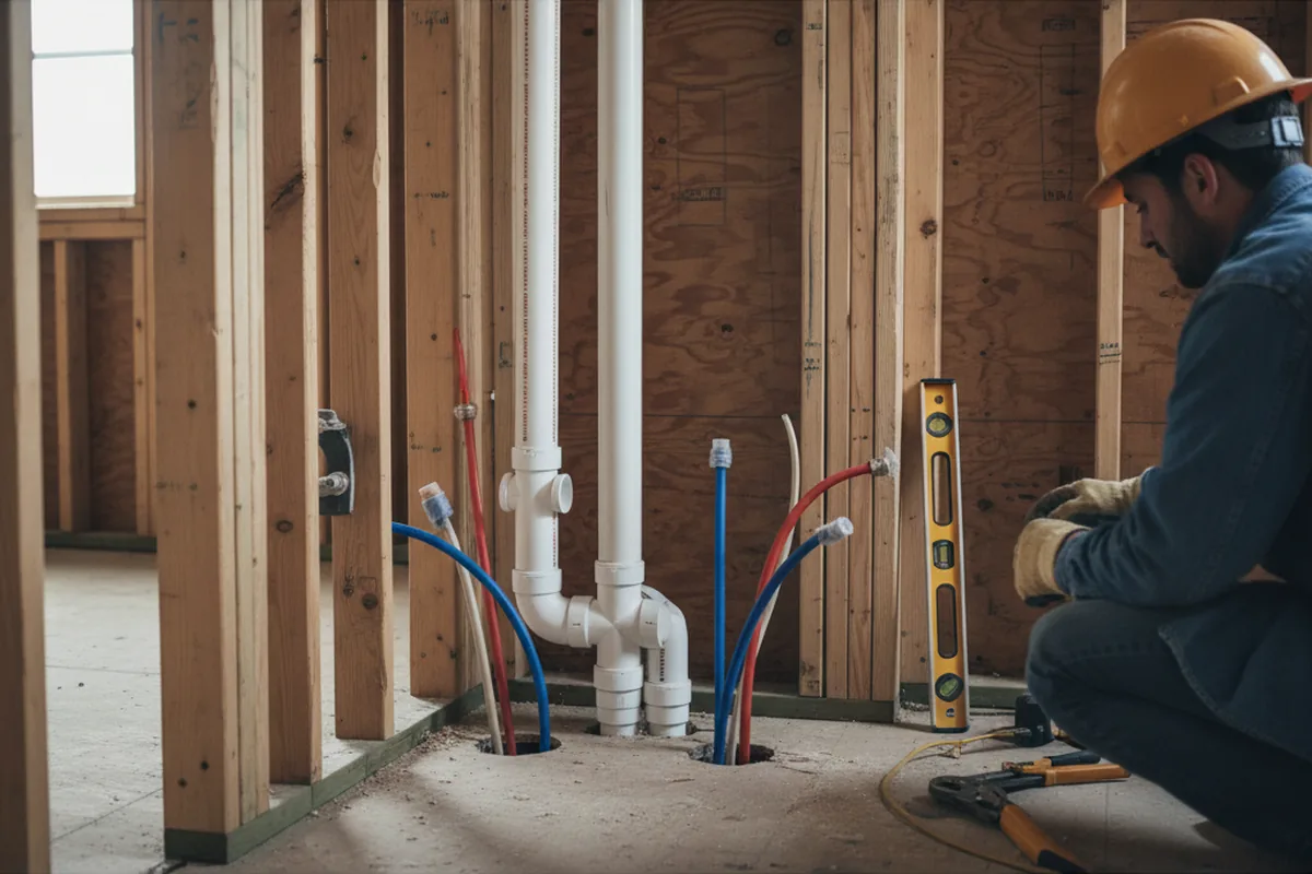 Drain and supply rough-in during Toilet Repair and Installation in Trenton